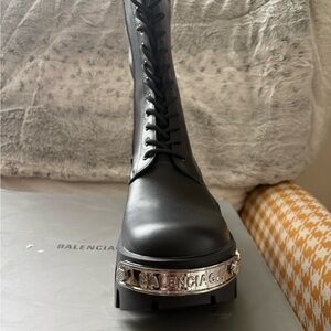 Balenciaga Black Lace-Up Women's Boots